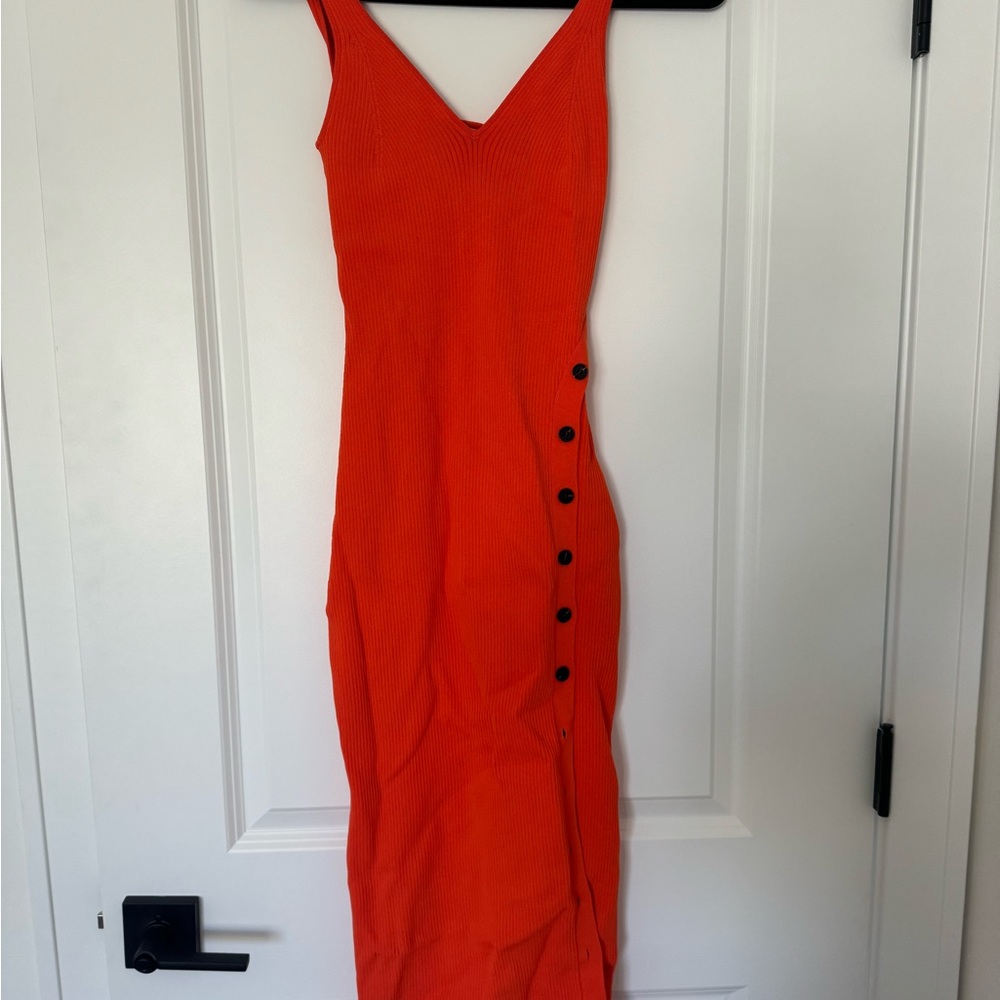 Self-Portrait One Shoulder Orange Dress